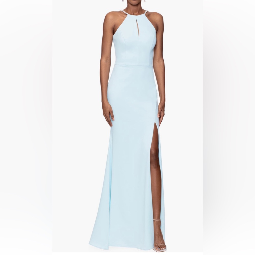 Worn Xscape Khyle Dress - Aqua, Size 8, Minor Spot on Bodice